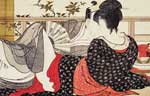 Shunga wood block print by Hokusai