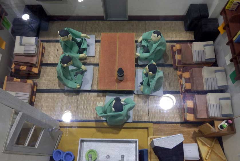 Model of a five men group cell at Fuchu Prison.