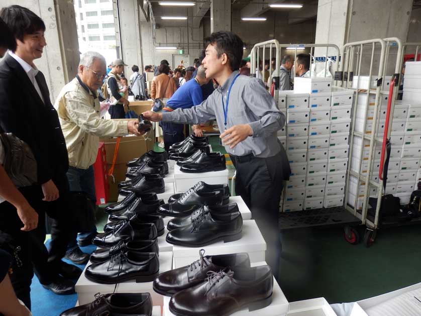 Prison-made shoes on sale at the Tokyo Detention House Festival.