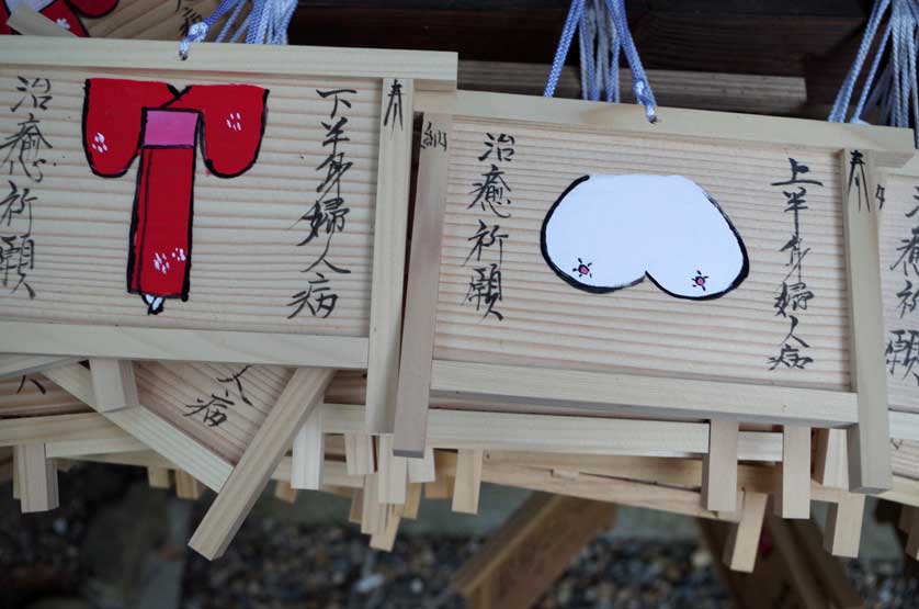 Votive plaques (ema) in the grounds of the shrine.