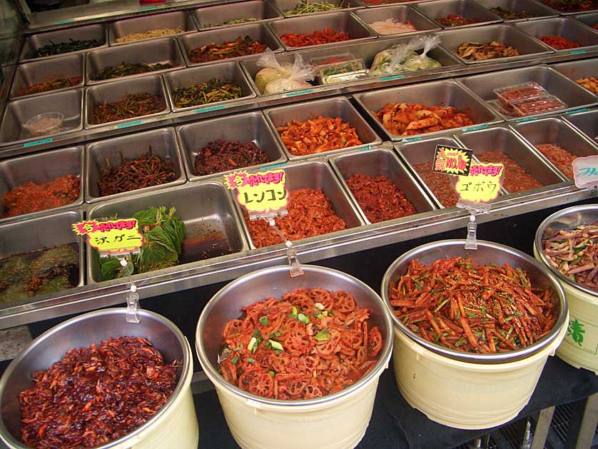 Korean kimchi on sale in Tsuruhashi.