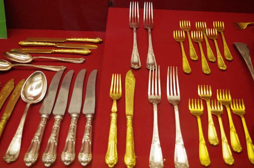 Cutlery on display at the hotel.